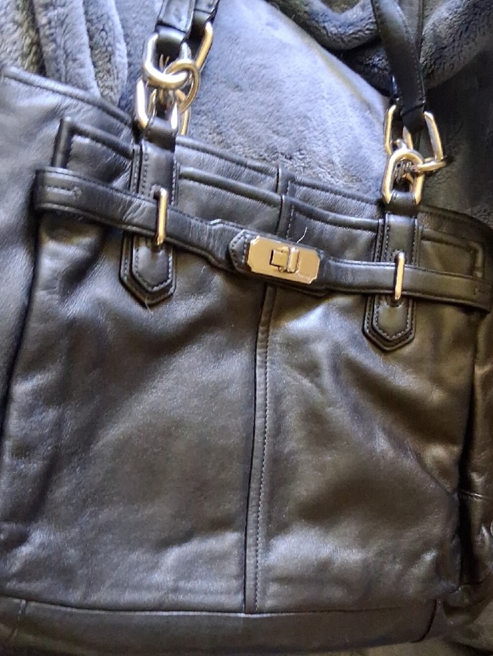Coach Black Leather Handbag with Silver Hardware